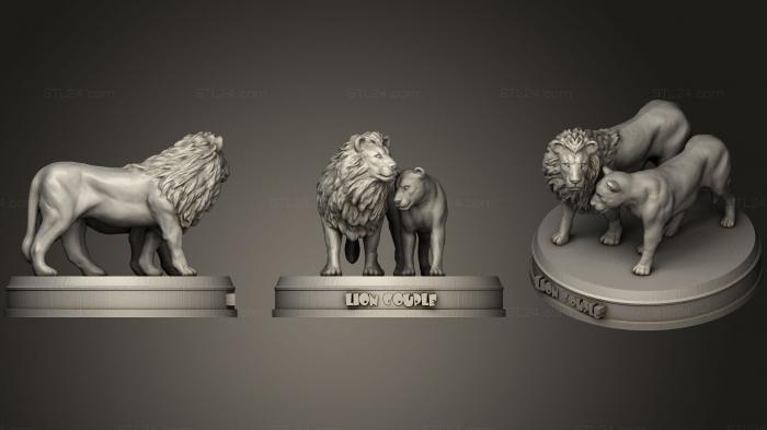 Статуэтки животных (Львиная пара, STKJ_1134) 3D модель для ЧПУ станка
